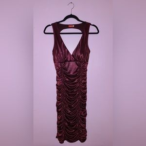 Burgundy, ruffle, body con, mini dress